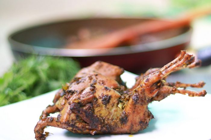 Spicy Quail with Coriander leaves